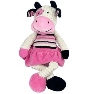 Maison Chic 2014 22” Cow Wearing Pink Striped Top & Pink Skirt Corduroy Plush